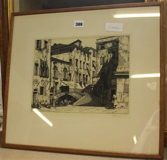 Signed etching of Venice - H.J. Starling